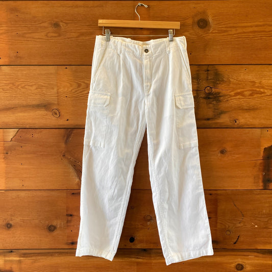 Nili Lotan $450 White Yannic Cargo Cotton Linen Pants - Size 8 - NEW - 4427SC