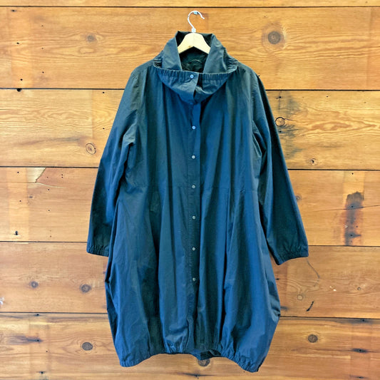 Eileen Fisher Black Snap Front Funnel Neck Lined Jacket - Size XL - 0106KA