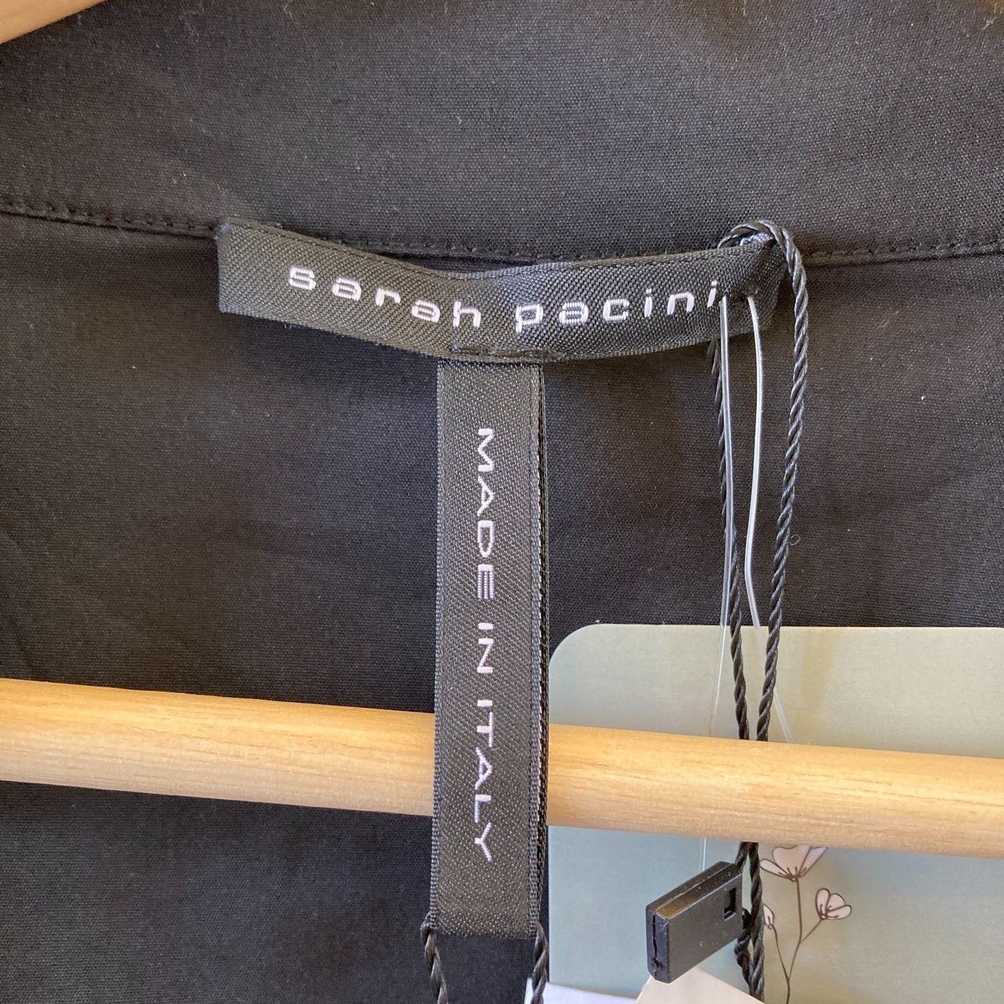 Sarah Pacini $498 Black Stretch Cotton Wrap Shirt Top - Size XS - NEW - 0320JS
