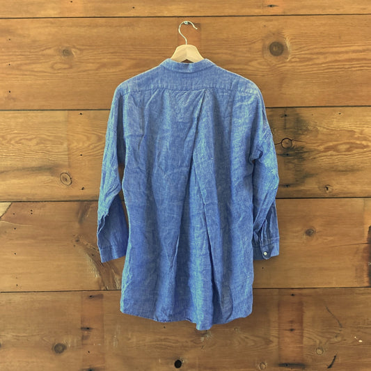AYR Blue Linen Oversized Relaxed Fit Deep End Shirt - Size S - 1125KG