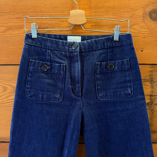 Sezane Dark Wash High Rise Wide Leg Trouser Jeans - Size 38 / 6 - 0404BB