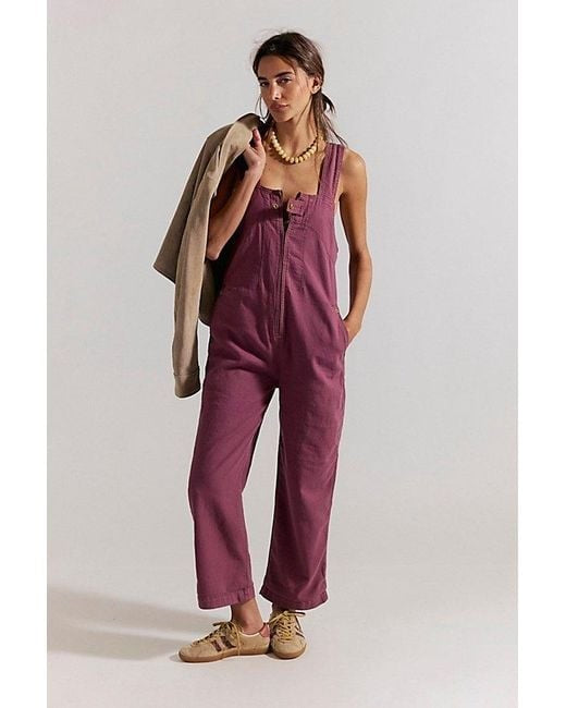 We the Free People Purple Zip Front Jude Overalls Jumpsuit - Size XS - 0312IG