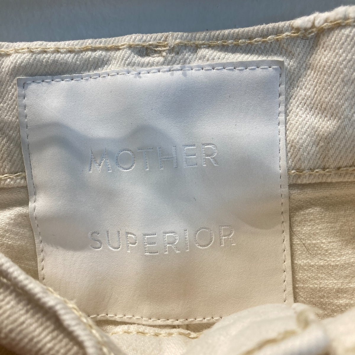 Mother Superior Unnatural Acts Ivory Tunnel Vision Sneak Jeans - Sz 26 - 1201CC