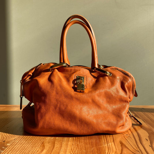 Marc Jacobs Orange Paradise Rio Satchel Moto Lambskin Leather Bag 0000MB