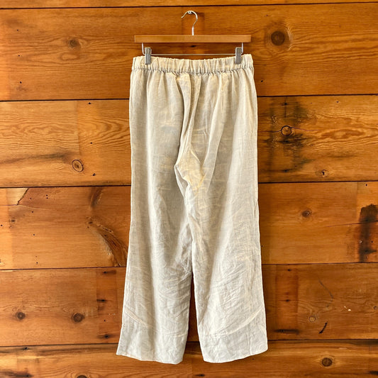 AYR Tan 100% Linen Al Fresco Pull On Straight Leg Pants - Size S - 0405LS