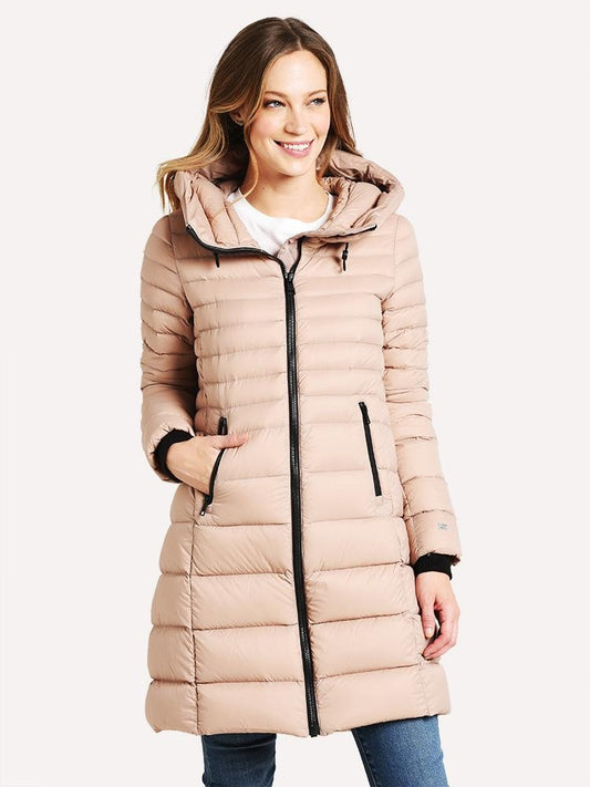 XS - Soia & Kyo $425 Beige Duck Down Hooded Geana Puffer Coat Jacket 1129CG
