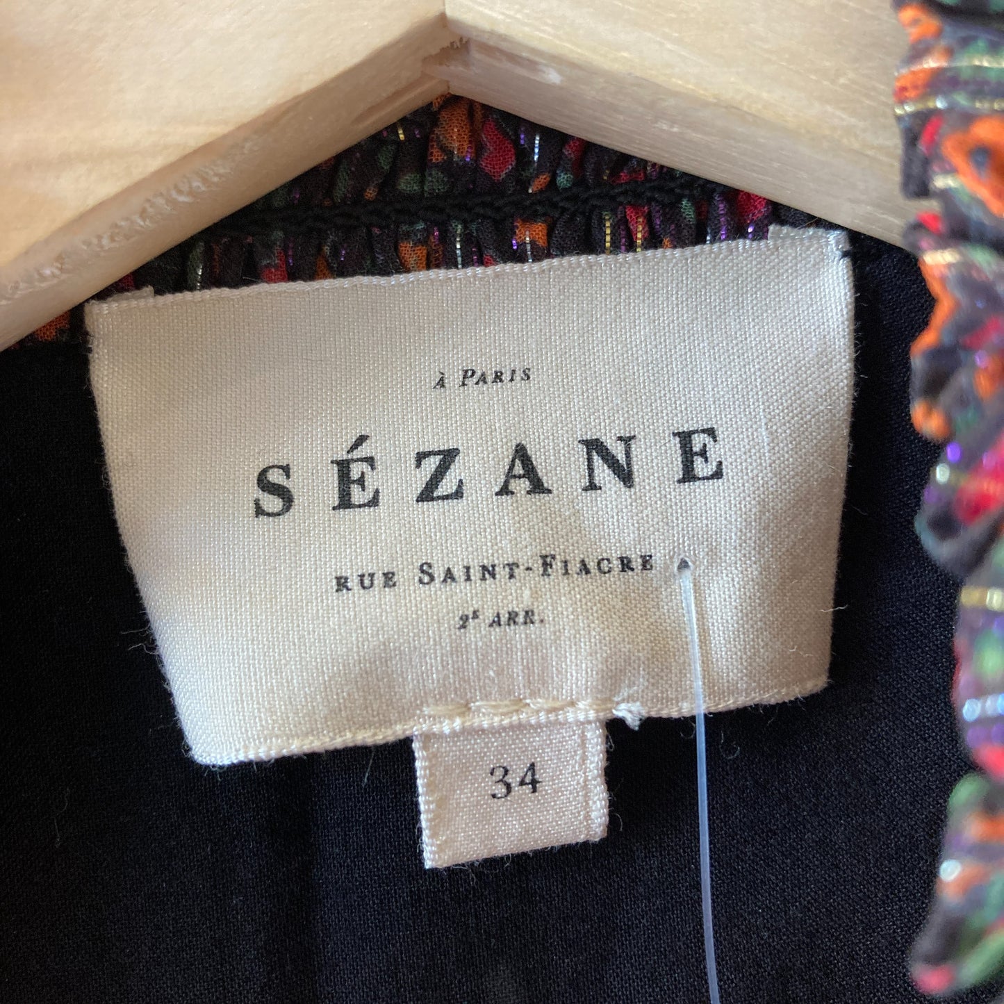 Sezane Autumn Prints Floral Pattern Metallic Thread Holy Dress - 0503RK