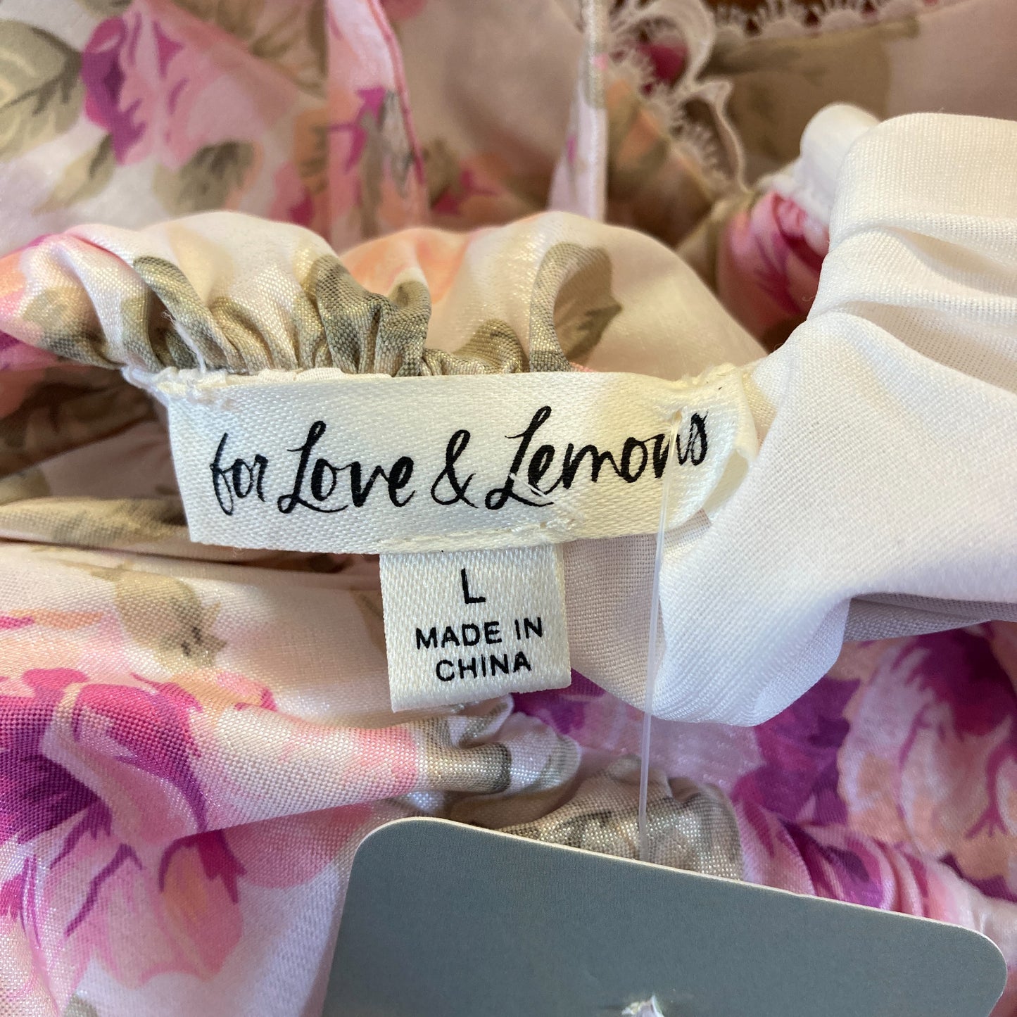 For Love & Lemons Pink Floral Milani Babydoll Mini Dress - Size L - 0521AB