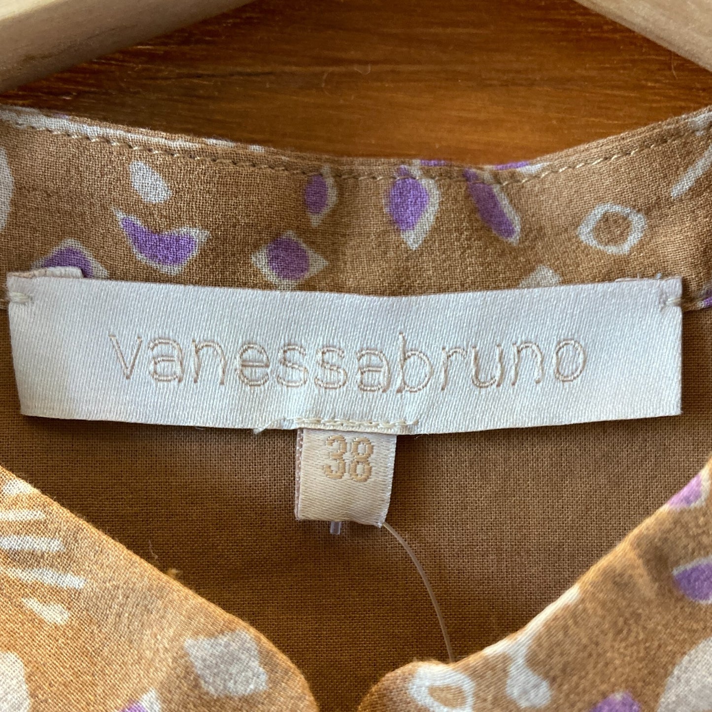 Vanessa Bruno Brown Patterned 100% Cotton Loose Blouse Top - Sz 38 / M - 4427SC
