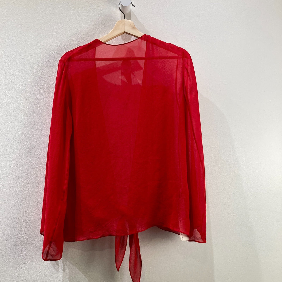 Peter Cohen $460 Red Silk Long Sleeve Wrap Blouse Top - Size M - NEW - 0508GA