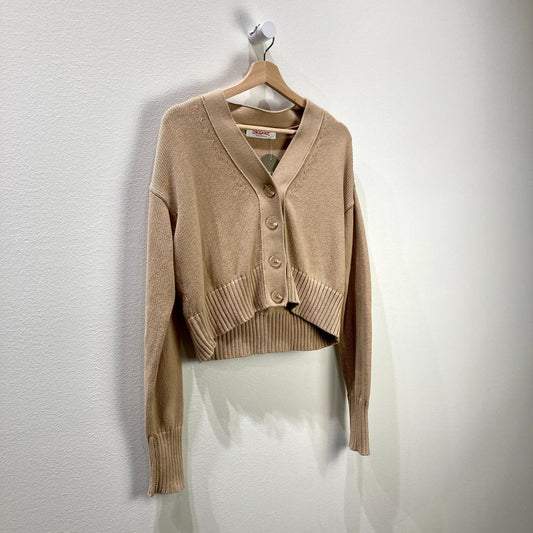 Organic John Patrick Tan Egyptian Cotton Cardigan Sweater - Size S - 0721DK