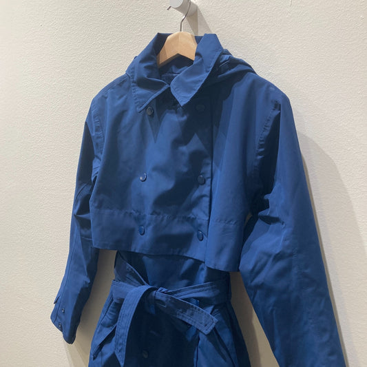 Helly Hansen Dark Blue Hooded Double Breasted Trench Rain Coat - Size S - 1125KG