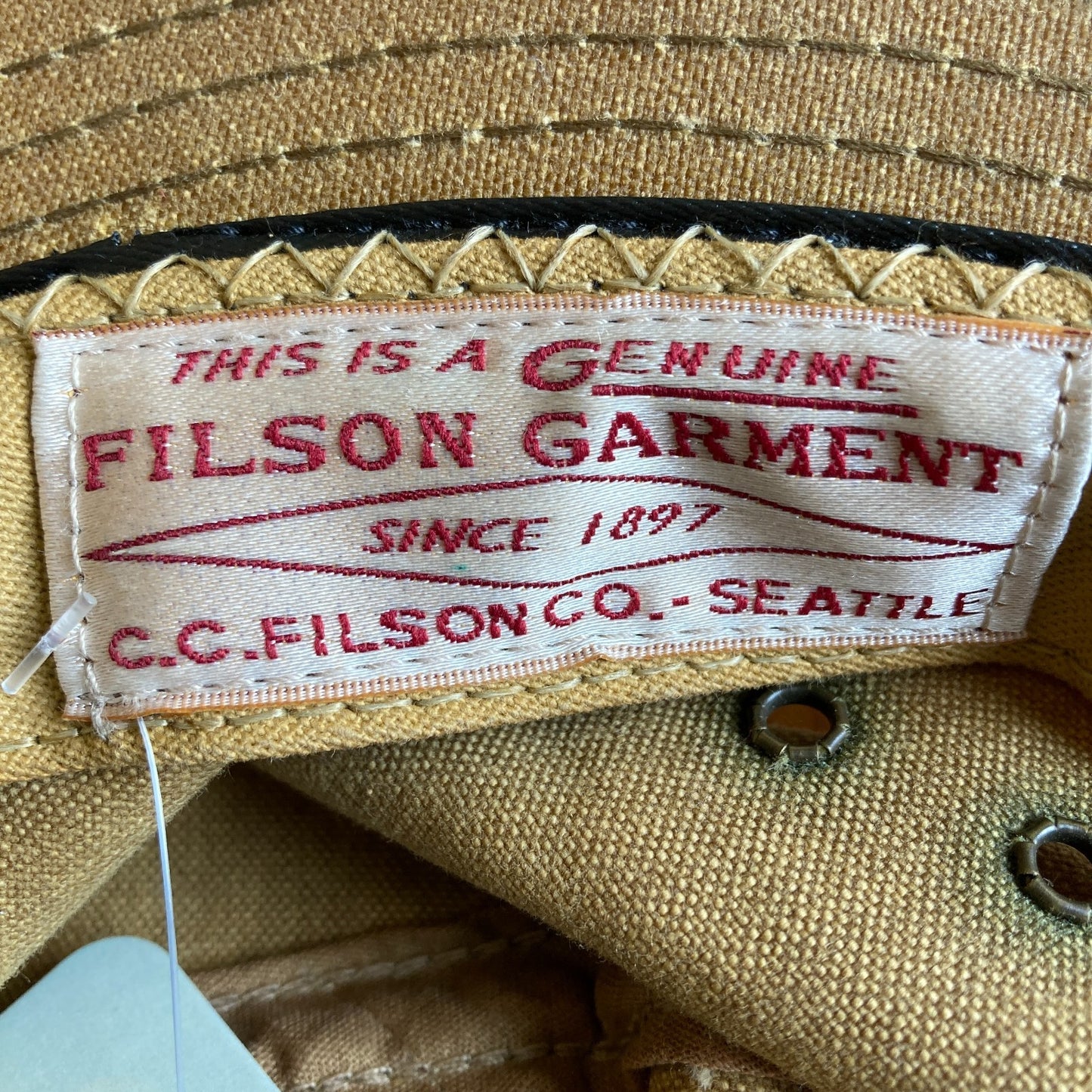 Filson Tan Tin Cloth Packer Rugged Water-Repellent Hat - Size L - 0920PW