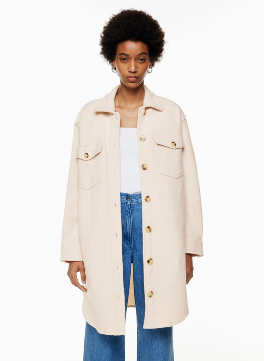 2XS / XXS - Wilfred Free Aritzia White Ganna Long Shirt Jacket 0203DE