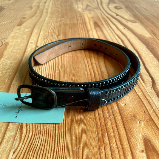 Calleen Cordero Black Skinny Leather Studded Belt - Size 30 - 0619SM