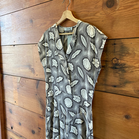 Rachel Comey Black & White Floral Patterned Silk Midi Dress - Size 6 - 0715MB