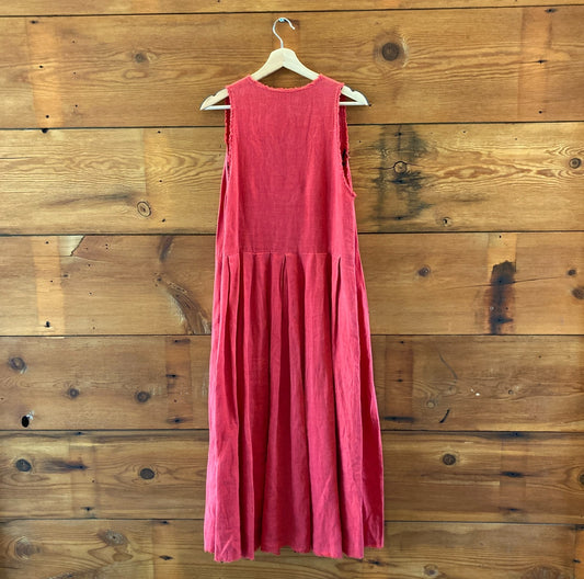 Rachel Comey Red Sleeveless Linen V-Neck Long Dress - Size 4 - 0502NR