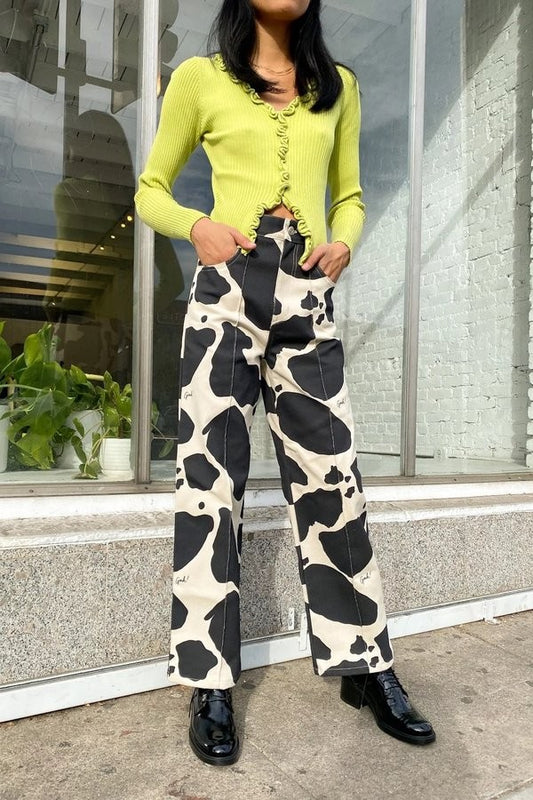 Lisa Says Gah $213 Black Cow Print Robyn High Waist Pants - Size 27 - 1201CC