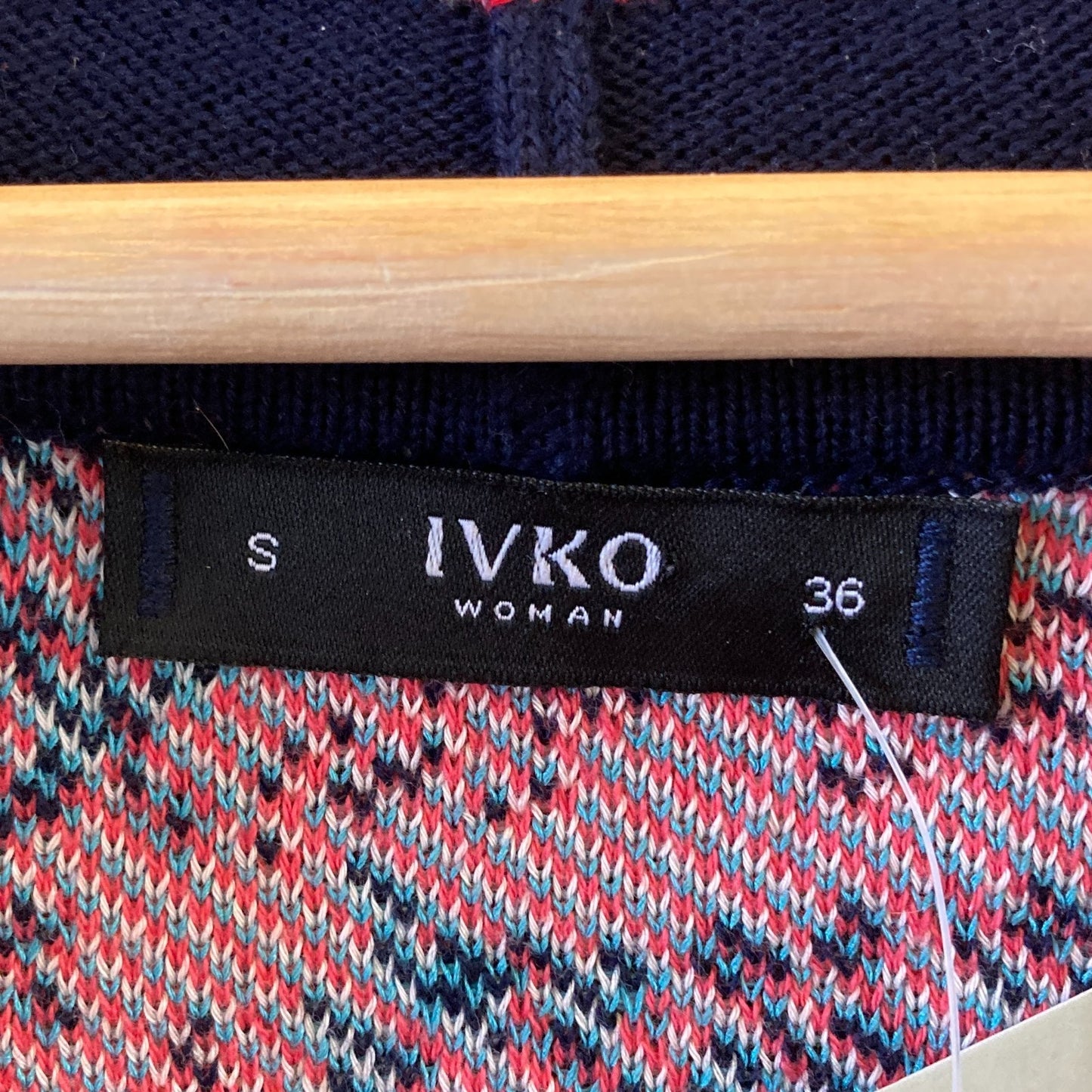 Ivko Navy Floral Patterned Button Up Cotton Cardigan Sweater - Size S - 1213SM