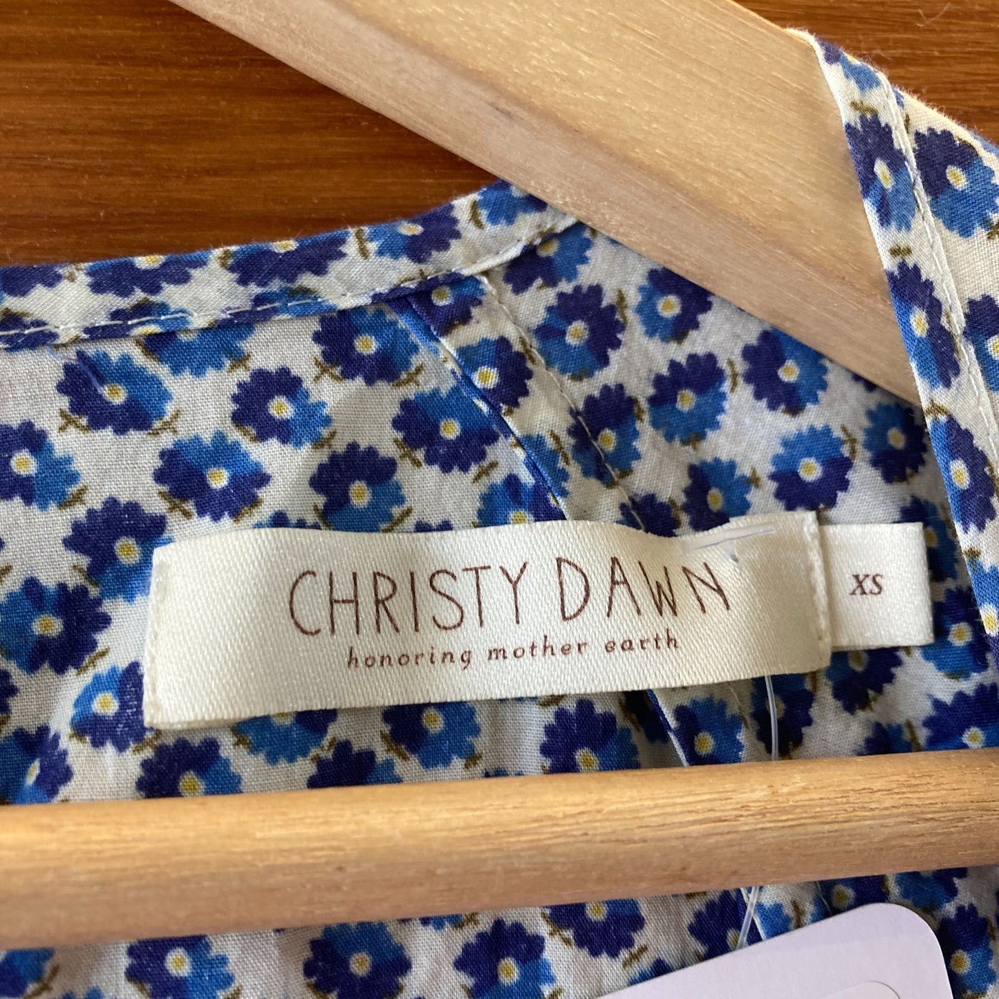 Christy Dawn Blue Floral Print Short Sleeve Tiered Theo Dress - Size XS - 0313SH
