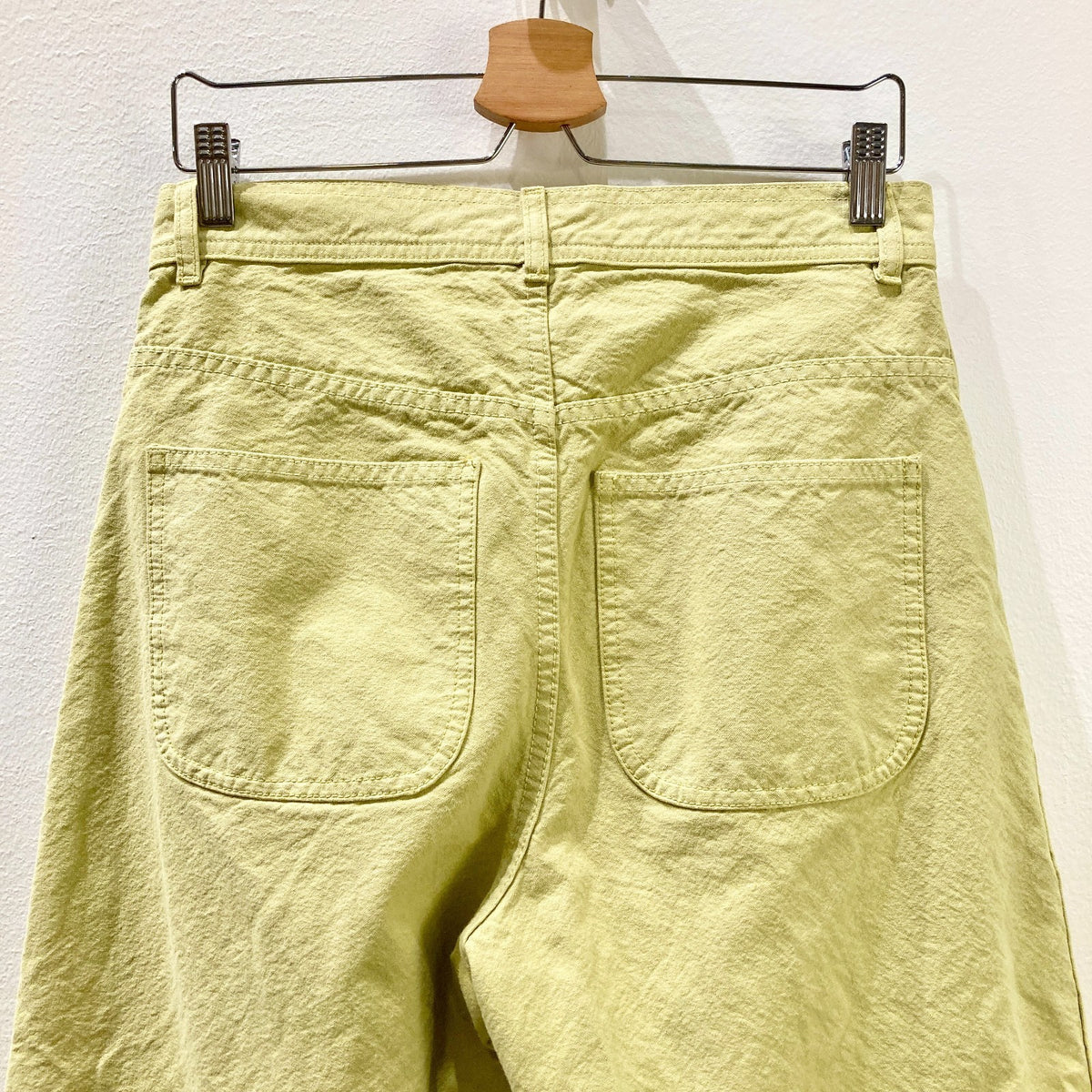 Jesse Kamm Lime Green Button Fly Wide Leg Waxed Canvas Pants - Size 2 - 0920PW