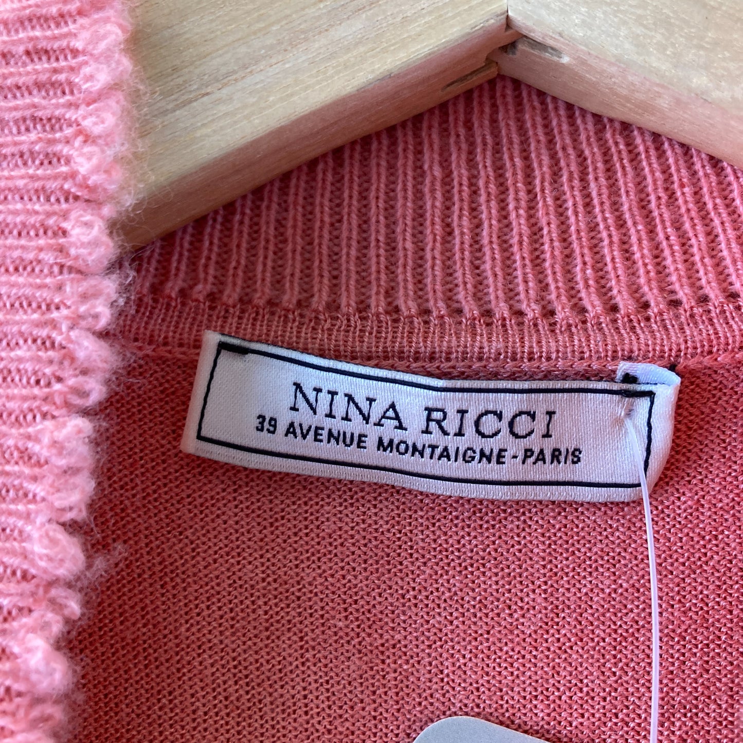 Nina Ricci Salmon Mock Neck Short Sleeve Silk Cashmere Sweater - Sz S - 0422VS