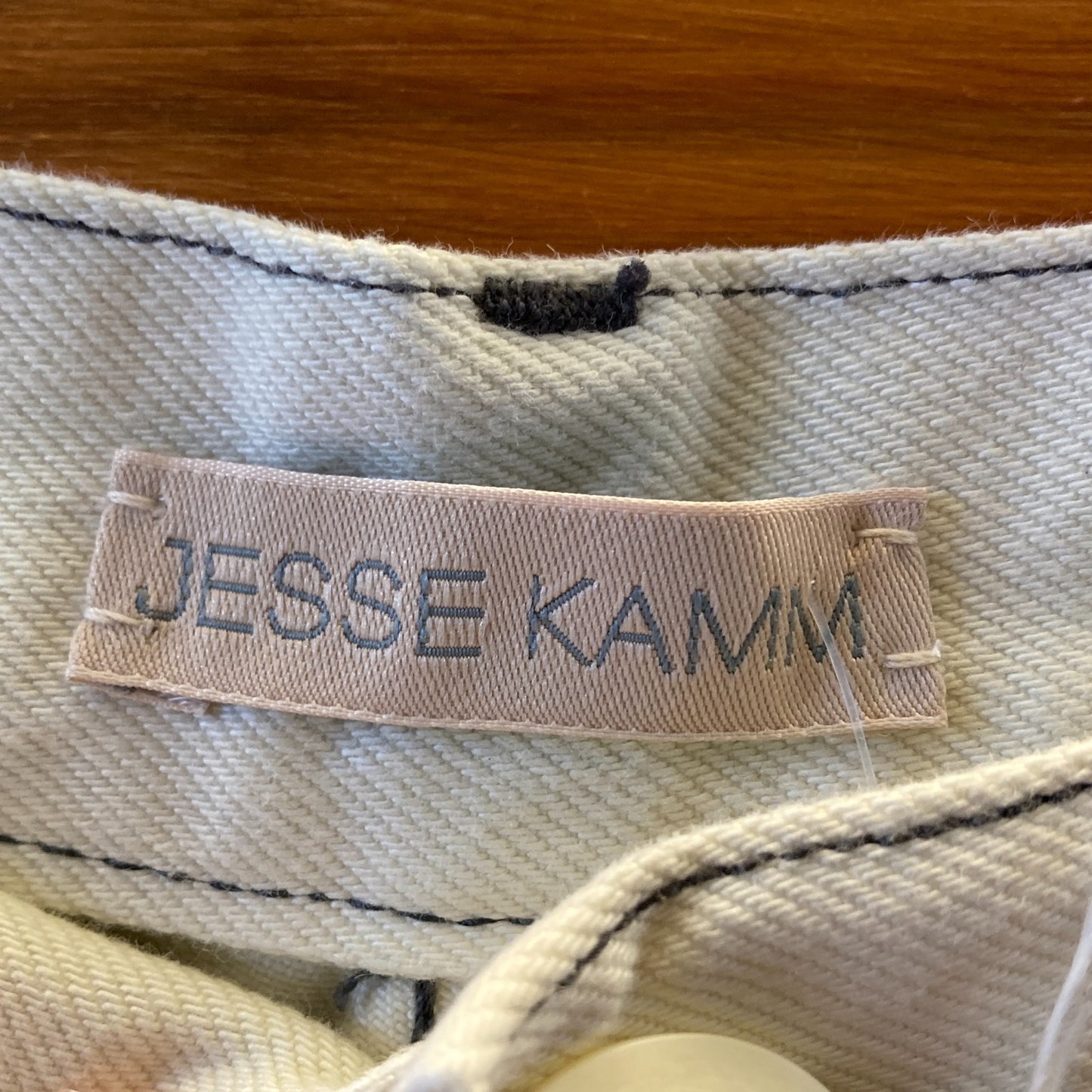 Jesse Kamm White Top Stitch 225s Button Fly OG Cotton Jeans - Size 8 - 0920PW