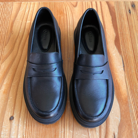 Quince Black Italian Leather Lug Sole Chunky Loafer Shoes - Size 6.5 - 0311AY