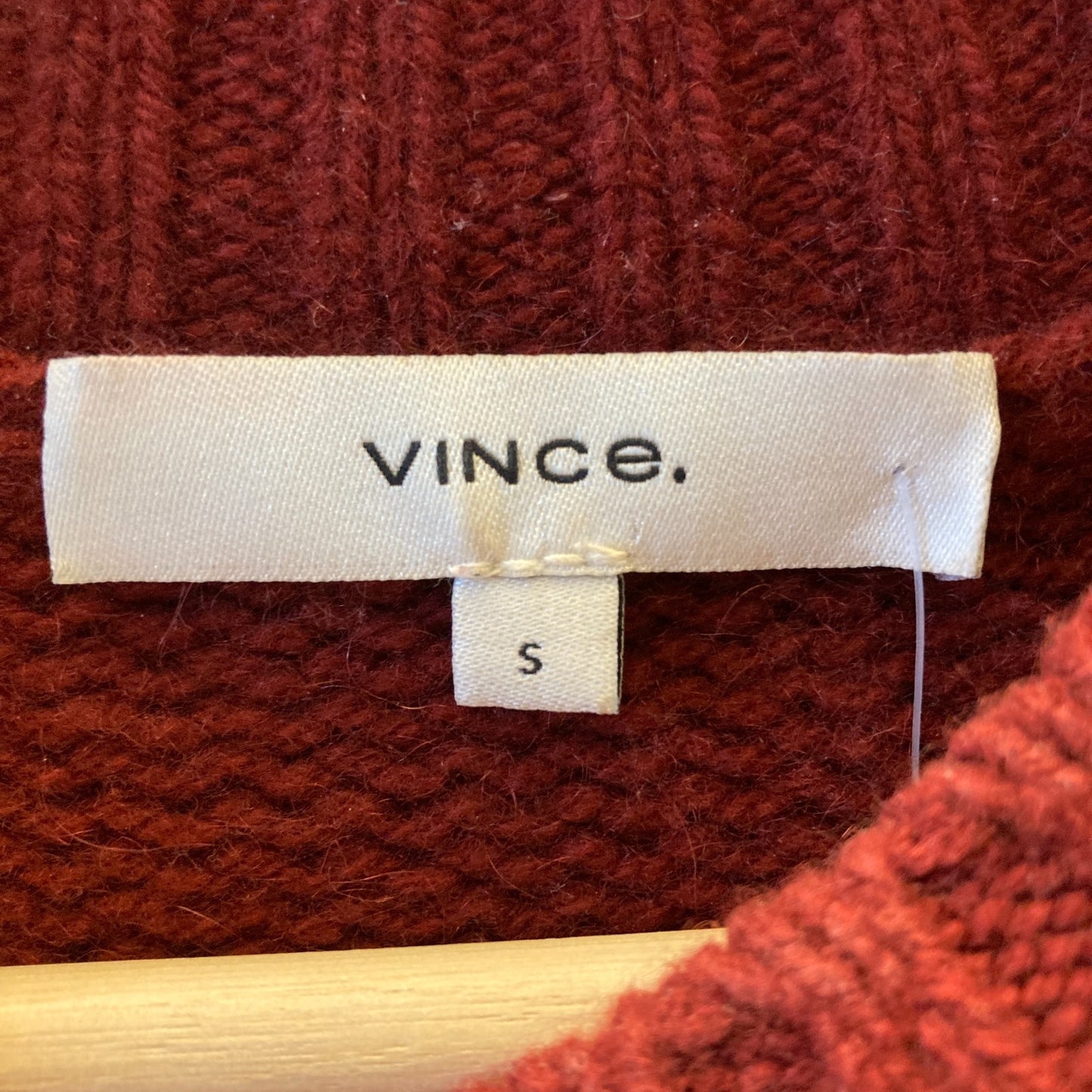 S - Vince $384 Burgundy Shrunken Mock Neck Cashmere Pullover Sweater 1217MA