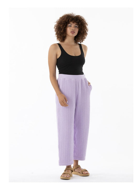 XS - Ali Golden Lilac Purple Quilted Textured Pull-On Ankle Crop Pants 0830AD