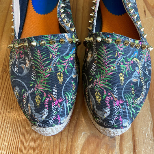 Christian Louboutin Ares Loubi Jungle Spiked Espadrille Shoes - Size 5 - 1203TR