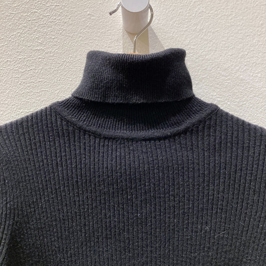 Farm Rio Black Ribbed Knit Turtleneck Puff Sleeve Sweater - Size S - 0516MH