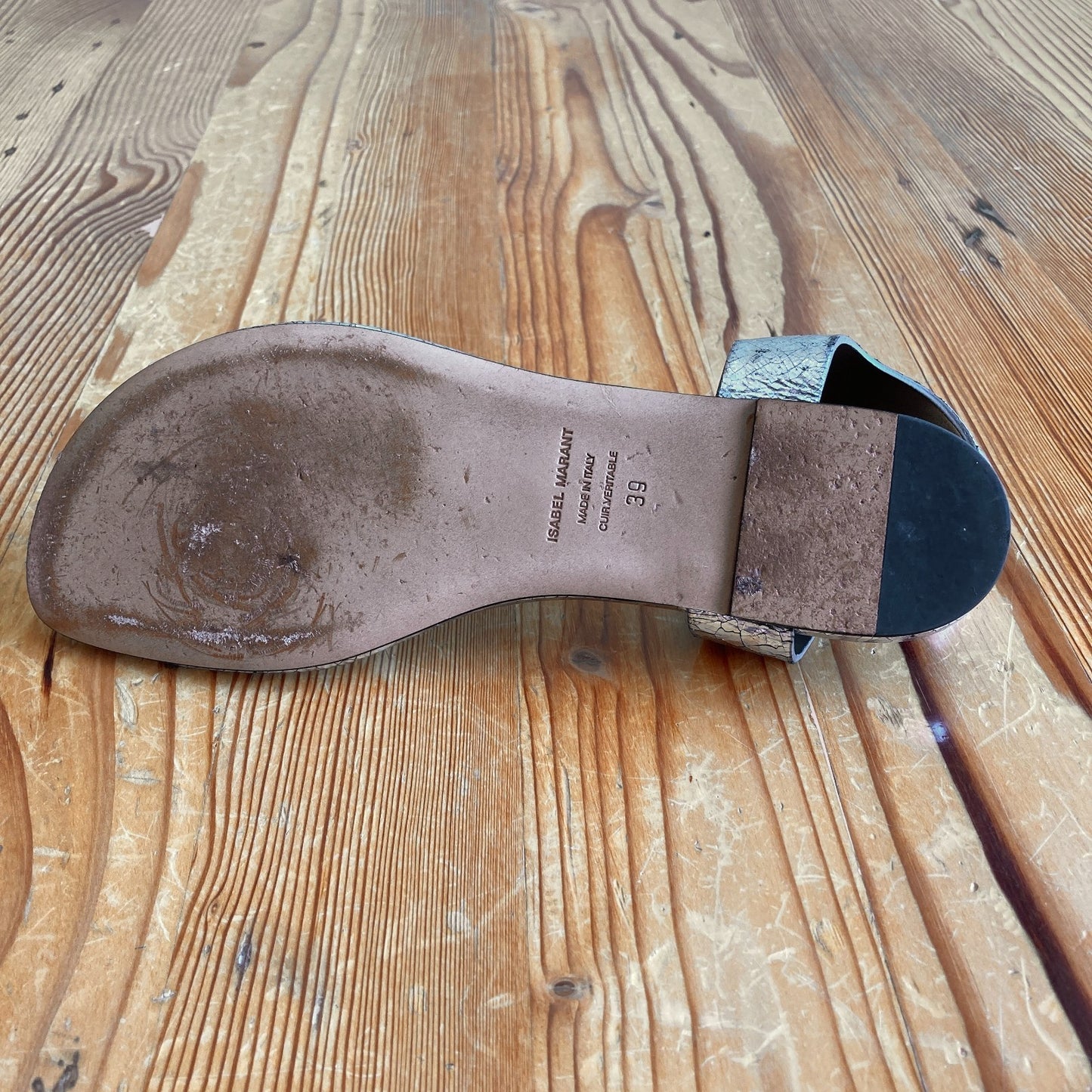 Isabel Marant Silver Crackled Leather Jarley Tulip Sandals - Size 39 - 0706AV