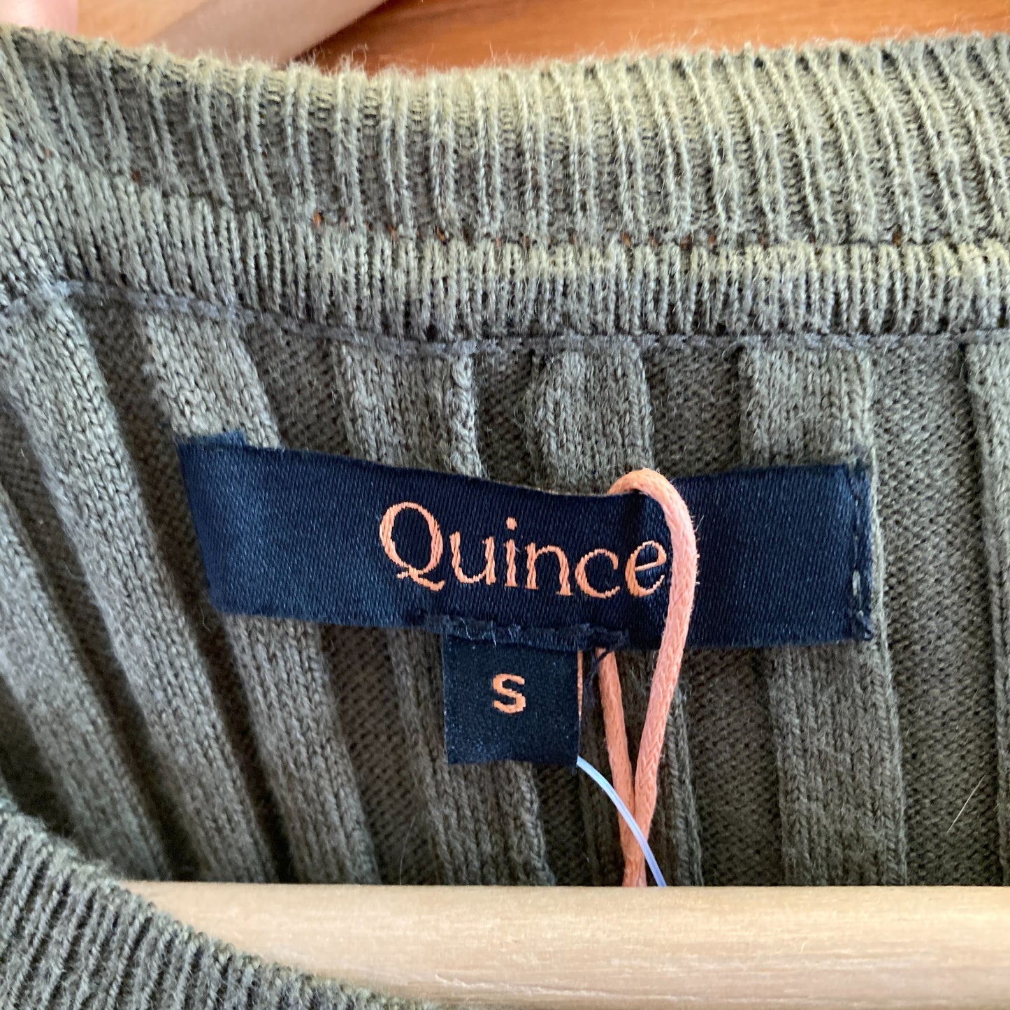 Quince Olive Green Ribbed Knit Long Sleeve NEW Dress - Size S - 1122KP