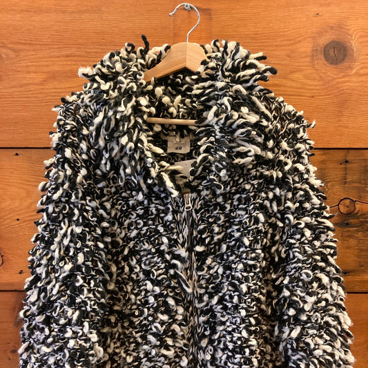 S - Isabel Marant X H&M Black & White Hand-Knit Wool Jacket Zip Cardigan 0927LL