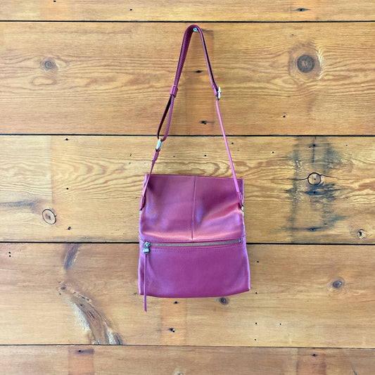 Hobo International Burgundy Flap Top Leather Crossbody Purse Bag - 0523HS