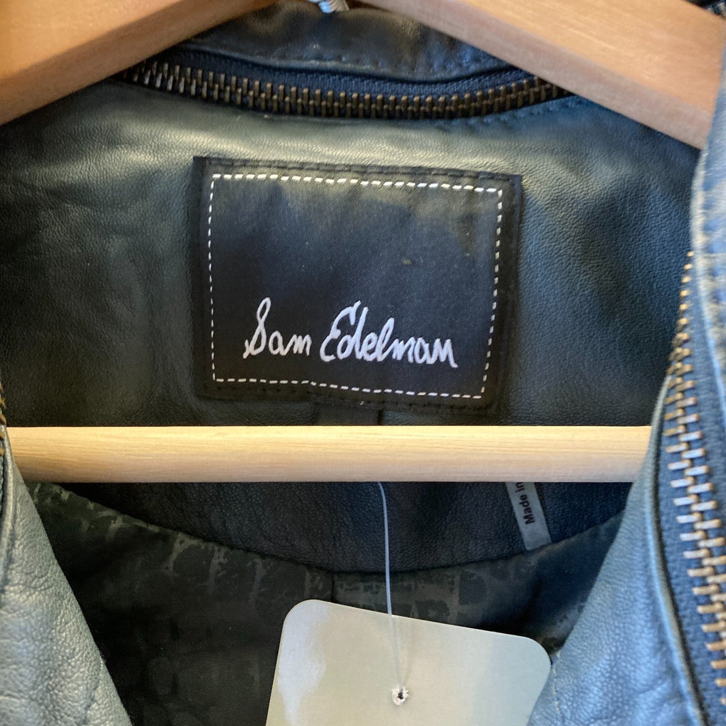 Sam Edelman Dark Teal Blue Leather Asymmetric Moto Jacket - Size S - 1229MR