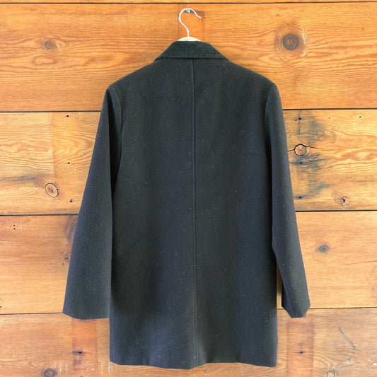 XS - Loup Black Fleece Button Up Corduroy Contrast Long Chore Coat 0410KB