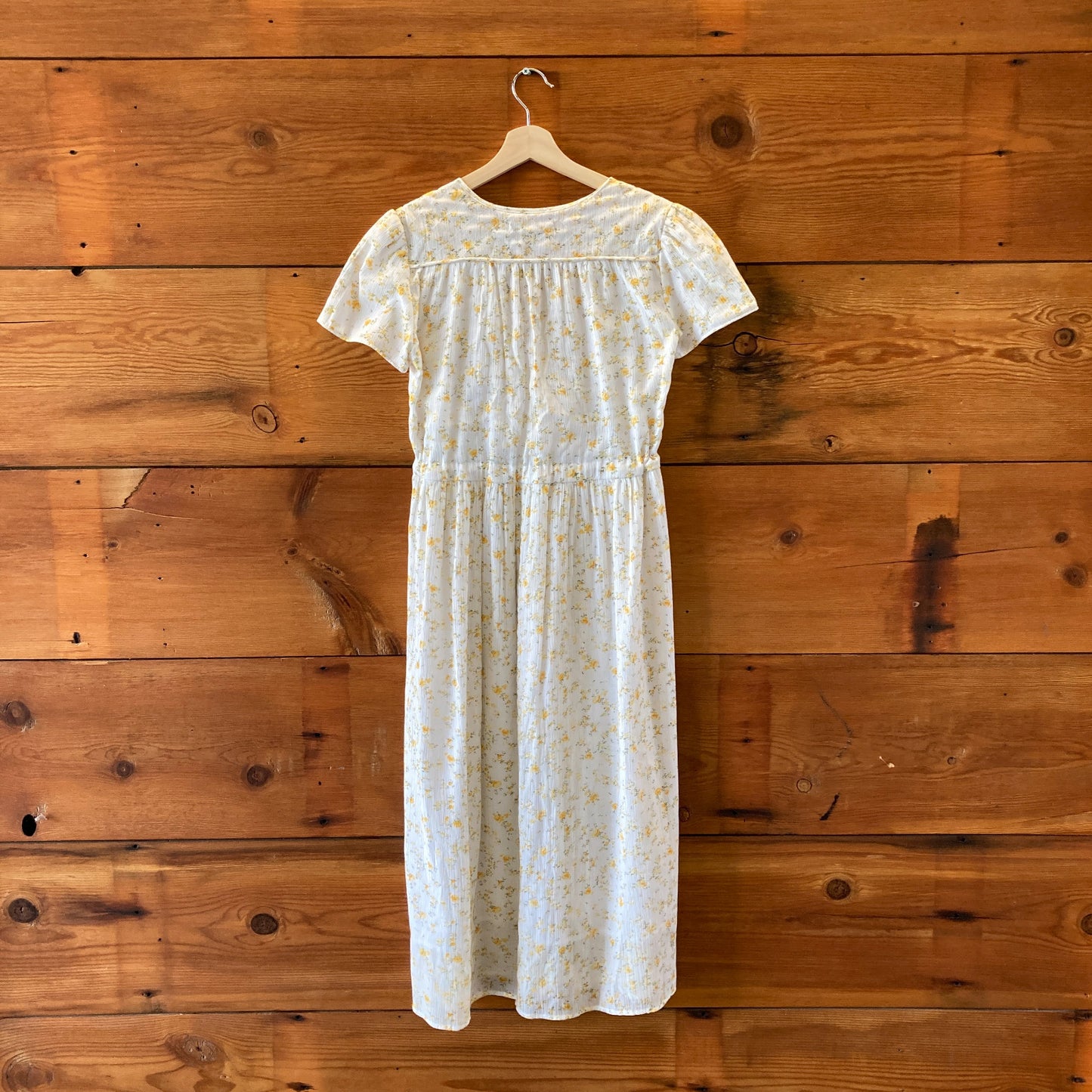 Christy Dawn White & Yellow Floral Gauze Cotton Maxi Dress - Size M - 0805AY