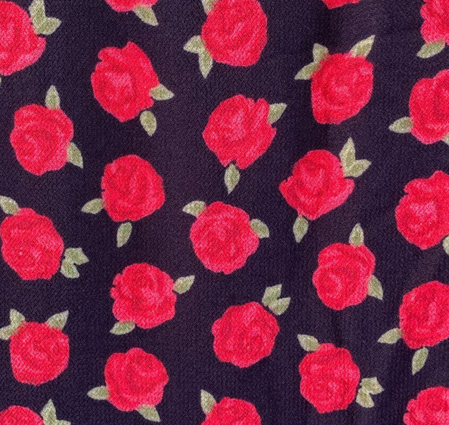 Reformation Black Red Cassandra Rose Print Doutzen Dress - Size 2 - 0809CO