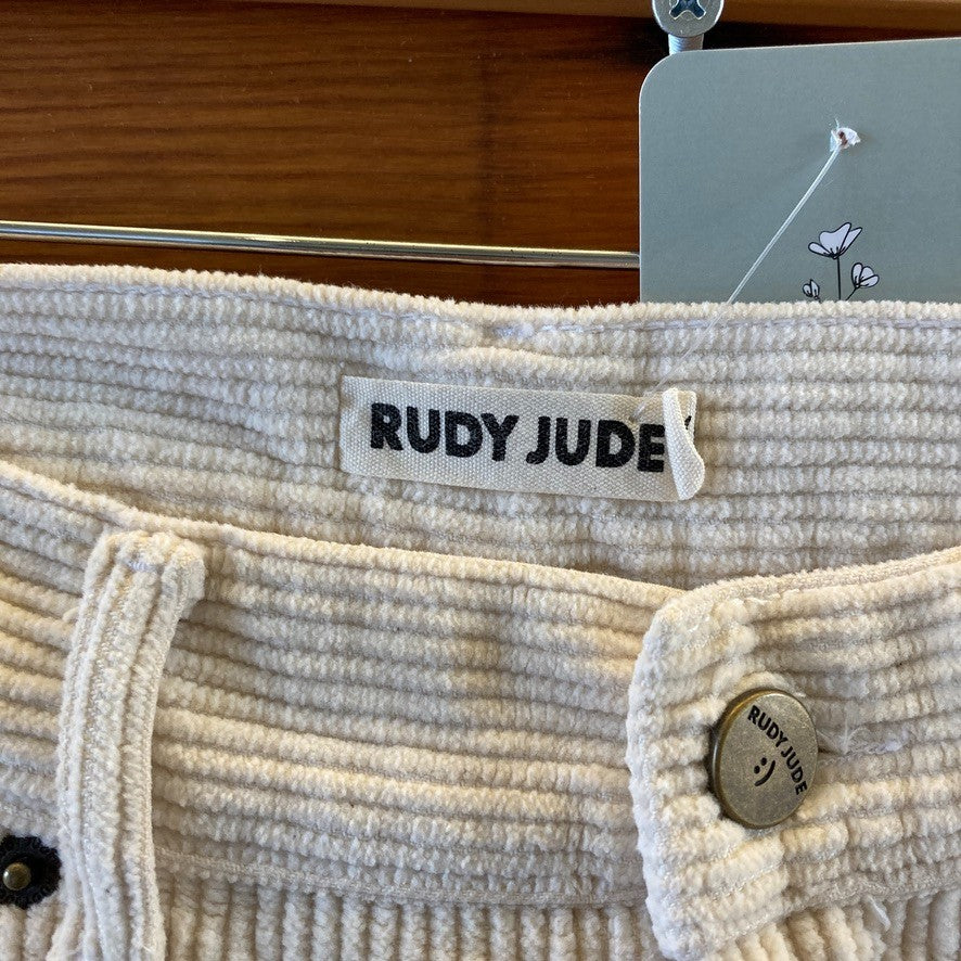 Rudy Jude Cream Corduroy Straight Leg Womens Utility Pants - Size 2 - 0312IG