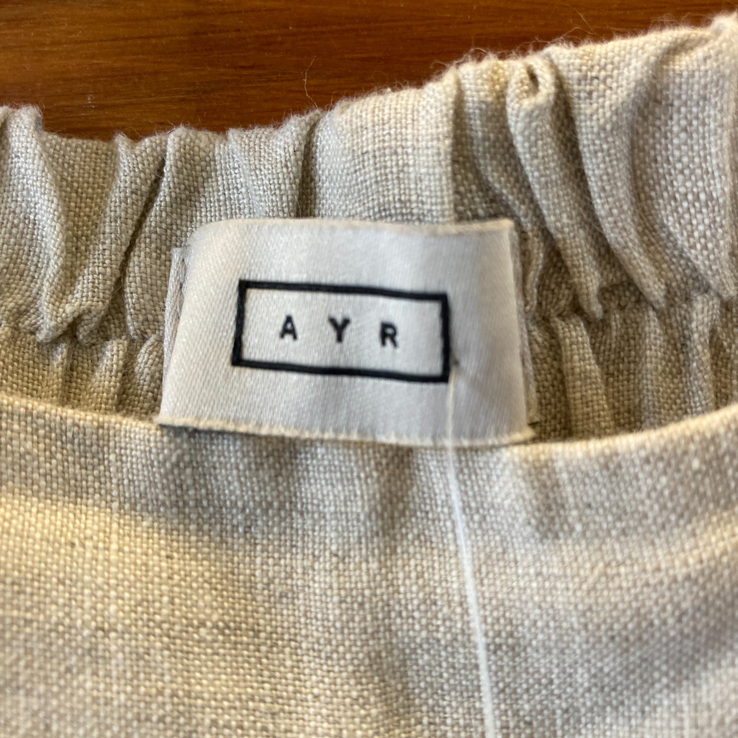 AYR Tan 100% Linen Al Fresco Pull On Straight Leg Pants - Size S - 0405LS