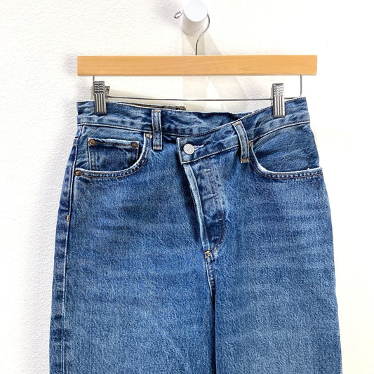 AGOLDE Dark Wash Criss Cross Straight Leg Button Fly Jeans - Size 25 - 0320HJ