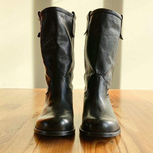 42 / 11 - Sundance Black Leather Donovan II Womens Pull On Riding Boots 0120NE