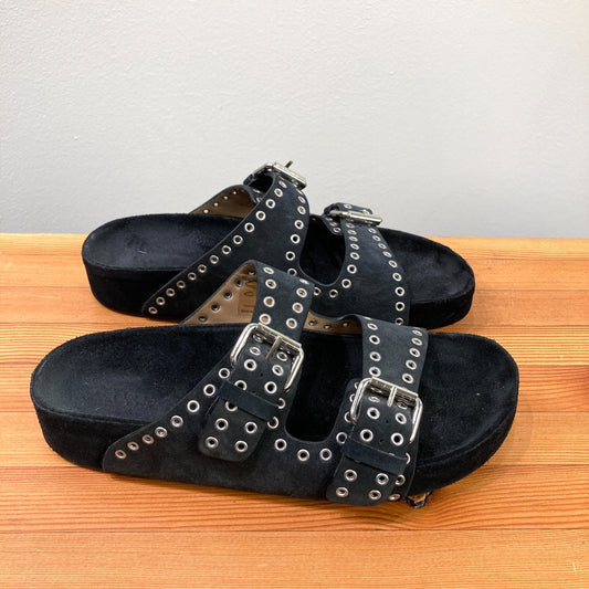 Isabel Marant Black Studded Buckle Strap Sandals - Size 39 / 9 - 0129LH