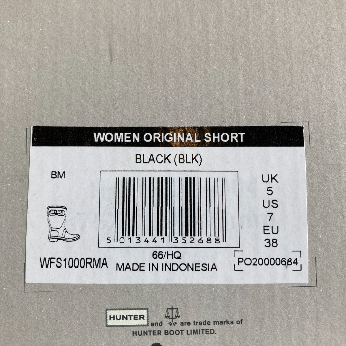 Hunter Black Original Short Rubber Rain Pull On Boots - Size 7 - w/ box - 0724HT