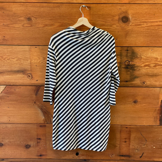 Marimekko Black & White Stretch Knit Striped Fitted Dress - Size XS - 0320JS