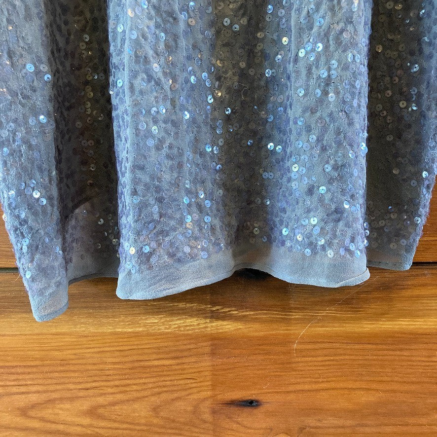 Stella McCartney Gray Silk Sequin Sleeveless Shift Dress - Size 38 / M - 1030SF