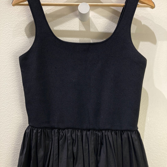Theory Black Scoop Neck Sleeveless Gathered Stretch Knit Dress - Size M - 0920PW