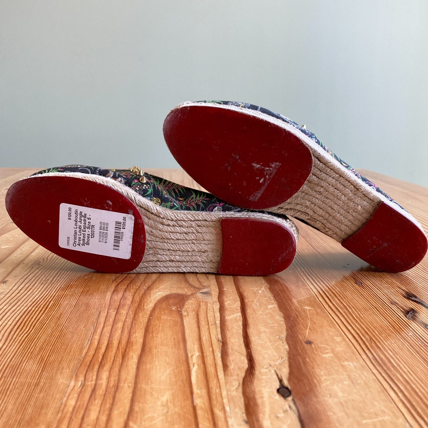 Christian Louboutin Ares Loubi Jungle Spiked Espadrille Shoes - Size 5 - 1203TR